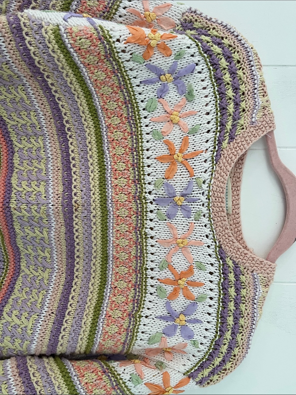Vintage Susan Bristol Causal Ramie Knit Floral Sweater Size Medium Petite - Picture 11 of 16